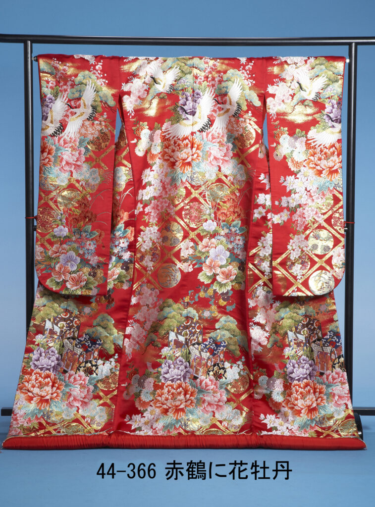 44-366（赤鶴に花牡丹）